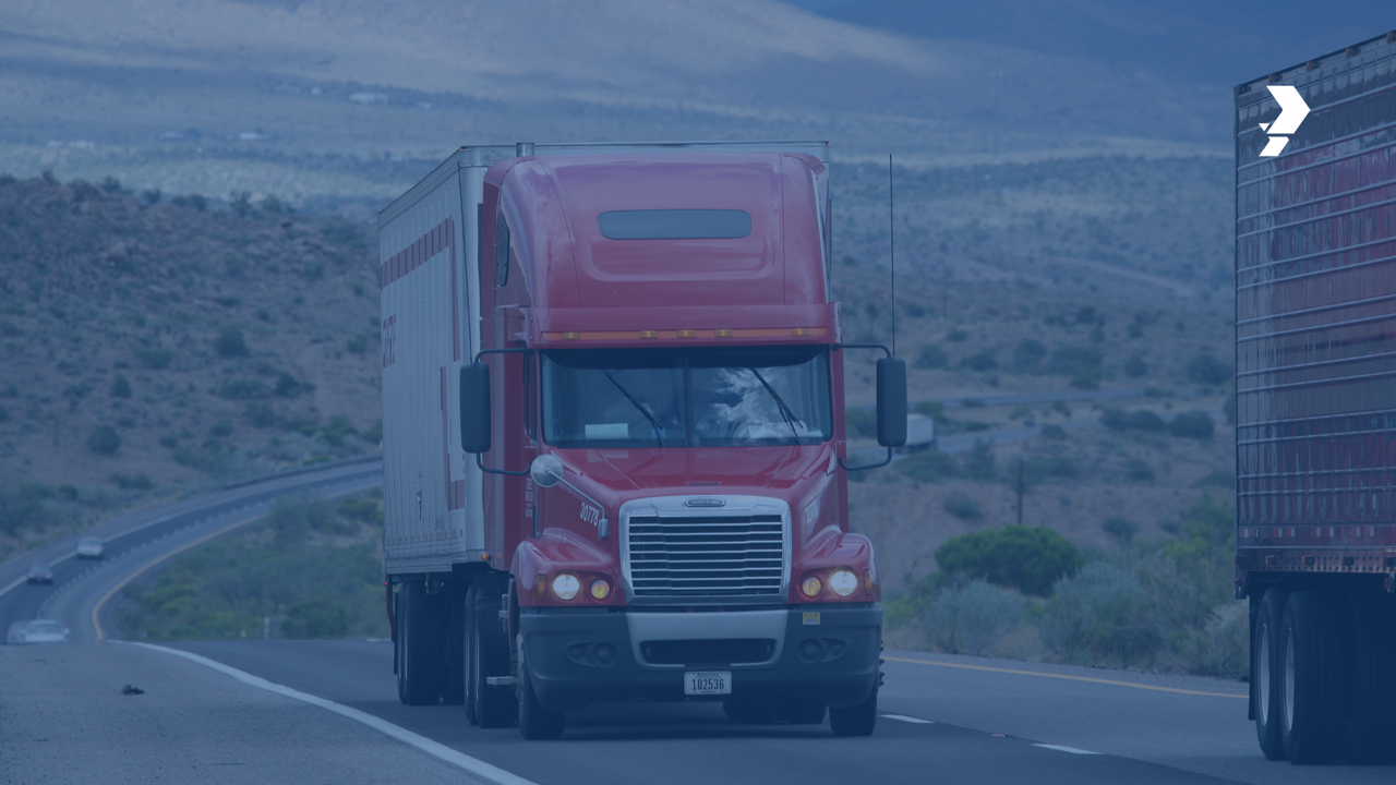 Freight truck on highway for ground transport